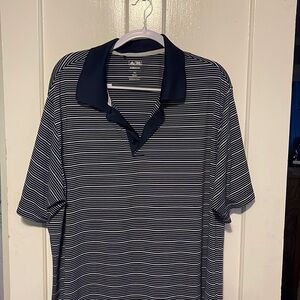 Mens Adidas polo navy with white stripes XXL